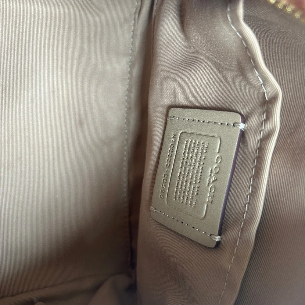 Coach Sydney Satchel Khaki Strawberry Signature Canvas Leather Bag CB596